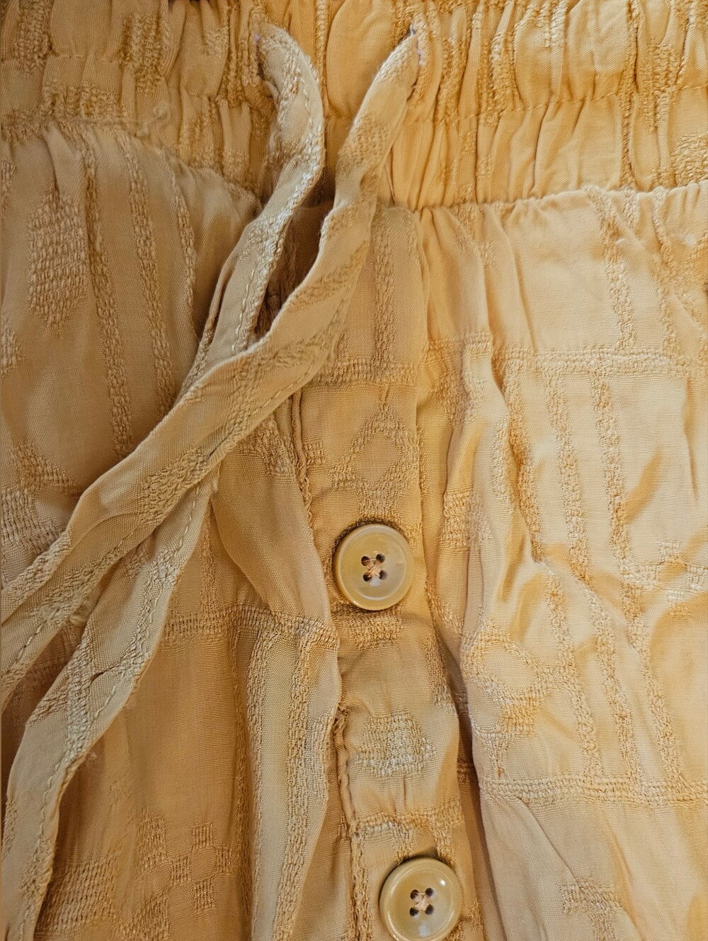 Lightweight Textured Button-Front Dress in Yellow